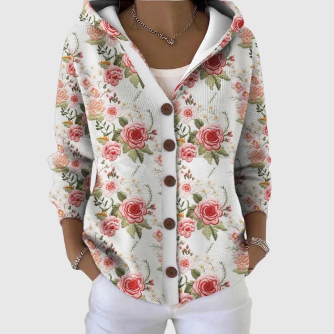 Cardigan Komfort mit Kapuze aus Strick