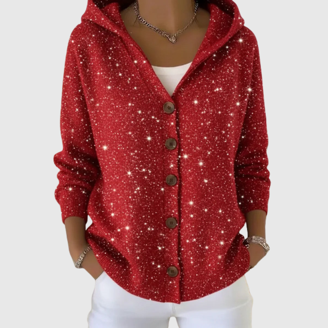Cardigan Komfort mit Kapuze aus Strick