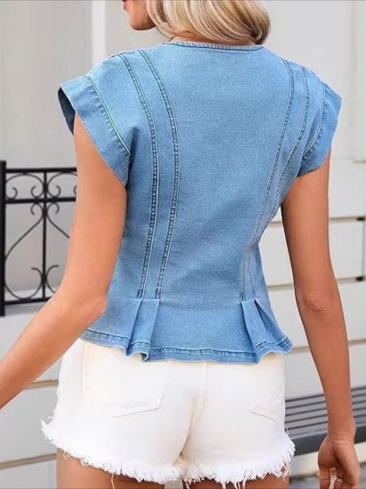 Katrin - Jeans-Top mit V-Ausschnitt