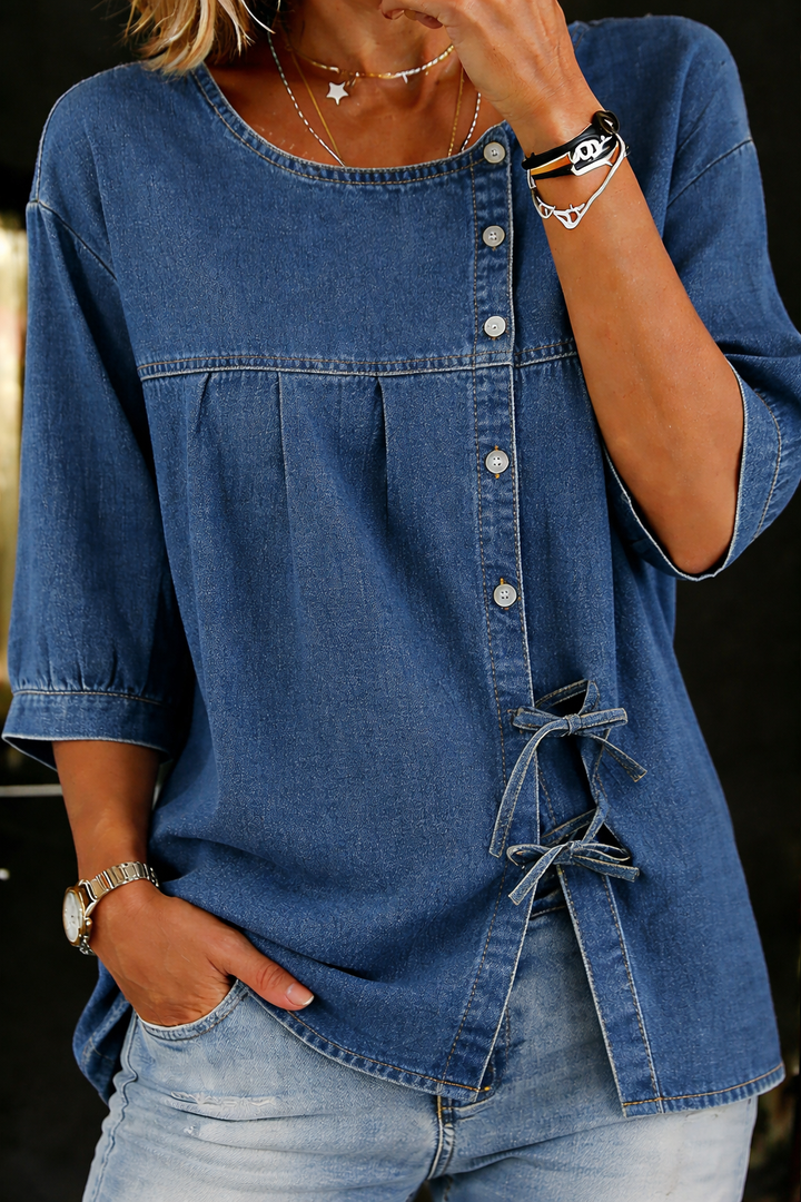 Viola - Lange Vintage-Jeansbluse
