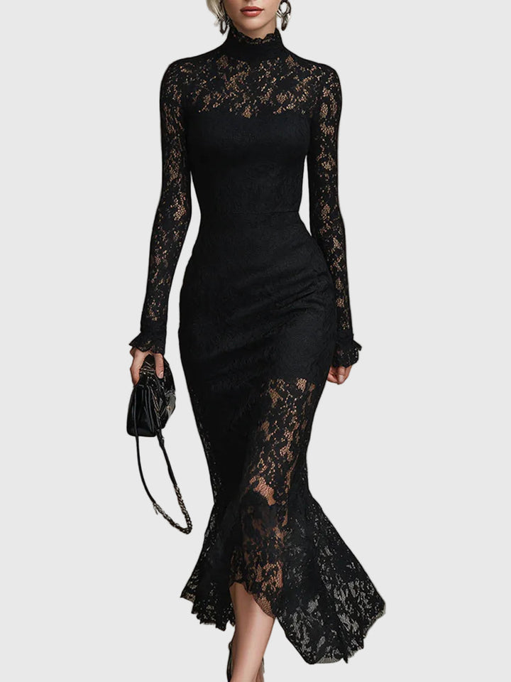 Monica | Elegantes Maxikleid mit ausgestelltem Spitzenrock